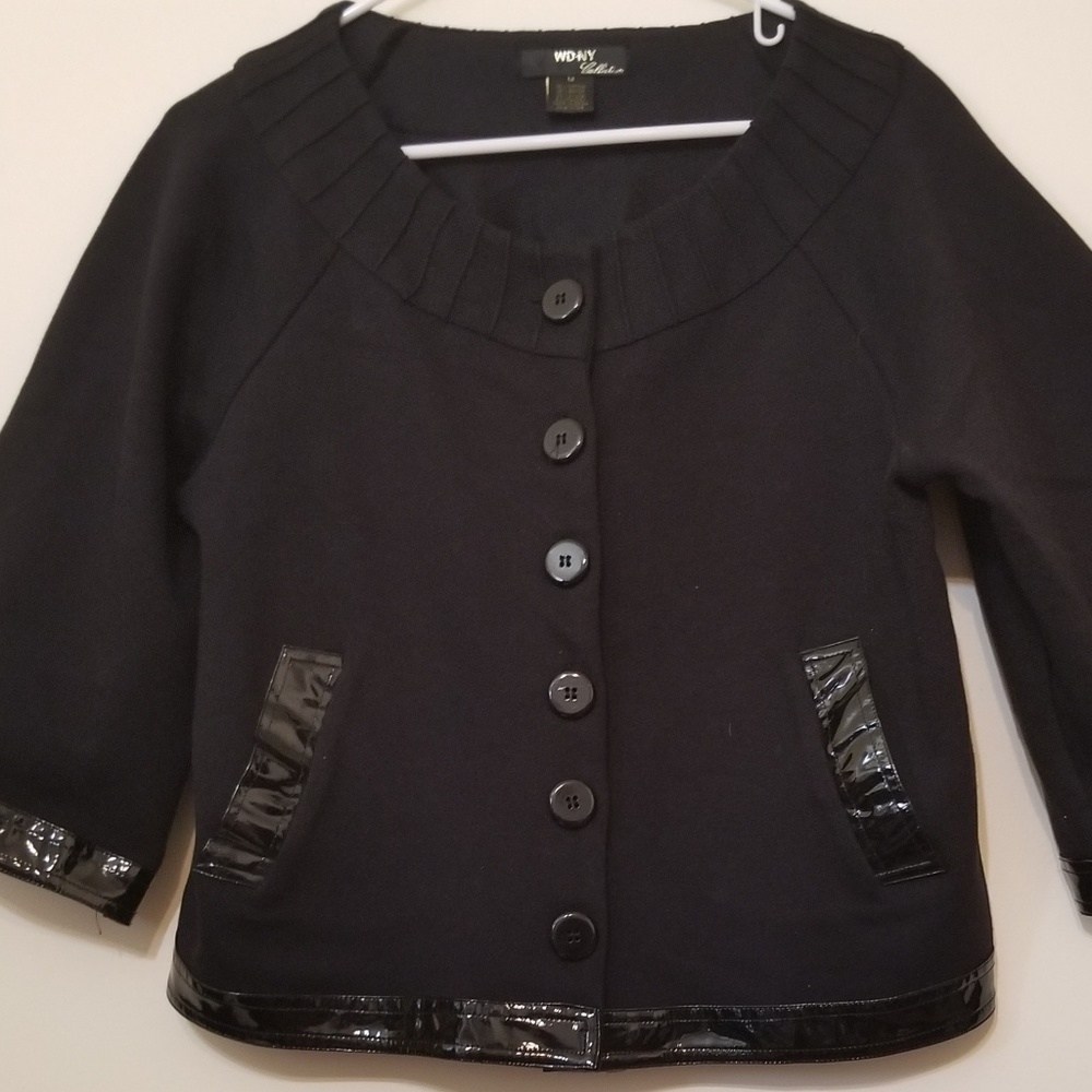 WD.NY Collection Black Front Button Jacket Top